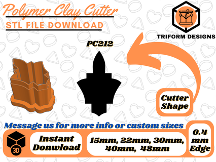 polymer clay stud cutter spear arch 5 sizes digital stl file 3d printing organic jewel fashion minimalist indie triform designs 3d print model - Mito3D