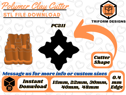polymer clay stud cutter star cut-out 5 sizes digital stl file 3d printing organic arch jewel fashion minimalist indie triform designs 3d print model - Mito3D
