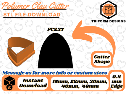 polymer clay stud cutter window arch 5 sizes digital stl file 3d printing organic jewel fashion minimalist indie triform designs 3d print model - Mito3D