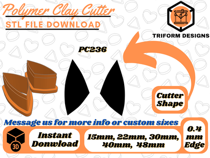 polymer clay stud cutter wings 5 sizes digital stl file 3d printing organic arch jewel fashion minimalist indie triform designs 3d print model - Mito3D