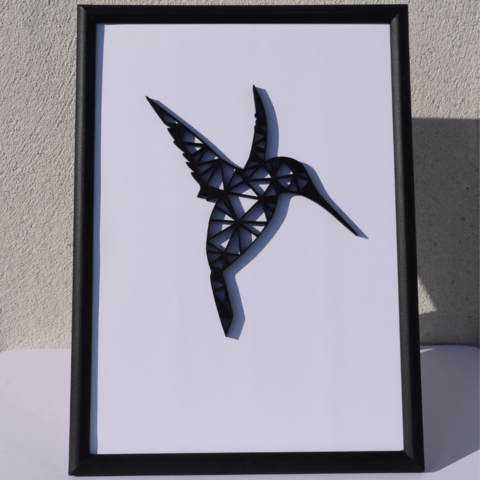 polyvector hummingbird art carrier low poly board 3D print model - Mito3D