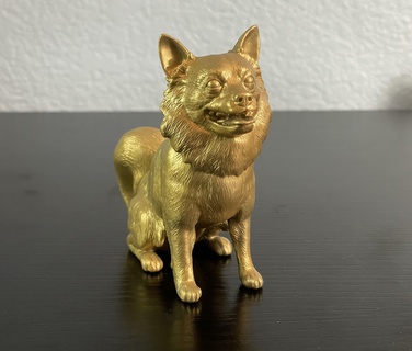 pomchi pomeranio chihuahua mezcla Arte perro raza sentado lengua pelaje cabello cola pequeña juguete estatua lindo adorable 3d print model - Mito3D