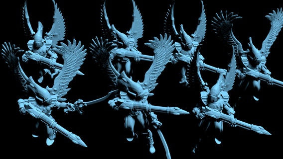 poncey space elf flyers warhammer 40k eldar aeldari elves swooping hawk hawks aspect 3d print model - Mito3D