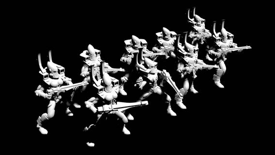 poncey space elf infantry shooters warhammer 40k eldar aeldari elves guardian guardians shuriken 3d print model - Mito3D