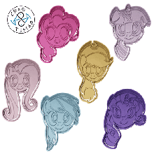 pony collection set - cookie cutter fondant polymer clay gadget twilight sparkle fluttershy pinkie pie rarity applejack rainbow dash pastry baking birthday 3d print model - Mito3D