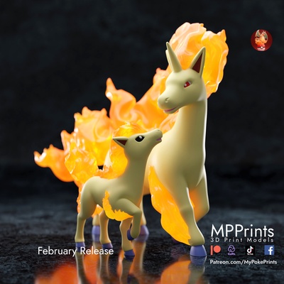 pônei rapidash amar estátua arte pikachu namorados cavalo pónei bulbasauro esquilo eevee umbreon mewtwo miado iniciante irnkman impressão dragão gengar charmander charizard 3d print model - Mito3D
