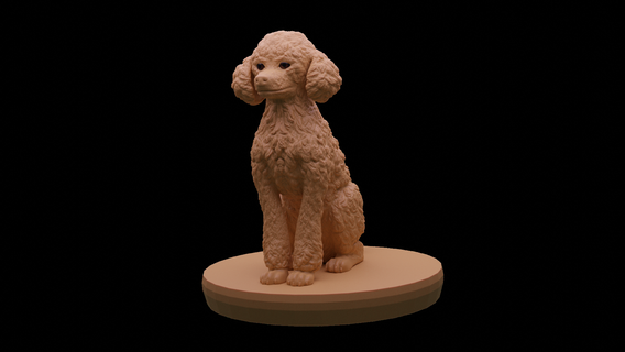 poodle miniature statue dnd animal tabletop mini minitature sculpt figurine dungeons dragons d&d pathfinder pf presupported puppy dog familiar pet high res hogh poly 3d print model - Mito3D