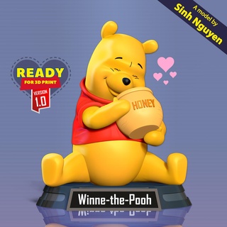 pooh loves honey winnie bear animal cartoon cute teddy disney comic kid children child 3dprint statue figure 3dprinting baby 3d print model - Mito3D