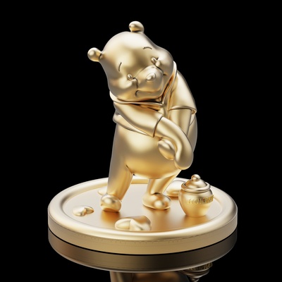 pooh statue silver gold jewelry printable 3d model trend fashion design zbrush tiger 3d print model - Mito3D