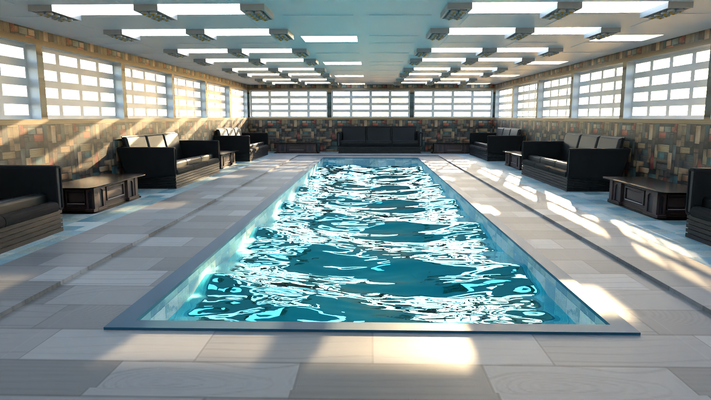 piscina jardim sol lobby mínimo verão sacada 3dsmax coroa suave exterior arquitetônico arquitetura branco corredor 3d print model - Mito3D