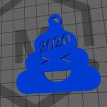 poop 2020 keychain year key ring 3d print model - Mito3D