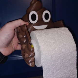 poop emoji toilet roll holder cool number 2 bathroom room 3d print model - Mito3D