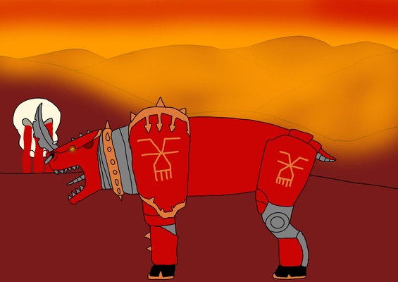 pop khorn rhino mount of blood god warriors game chaos wargames miniature tow old world skulls 3d print model - Mito3D