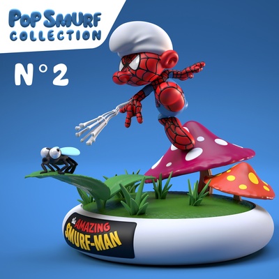pop smurf collection - spider art shtroumpf spiderman spider-man collectible sanafer 3d print model - Mito3D