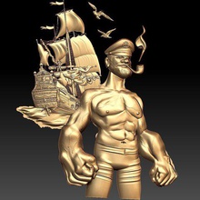 popeye el capitán de la nave arte cnc 3d print model - Mito3D