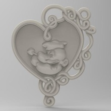 popeye panno art 3d stl relief frame model cartoon cnc heart 3d print model - Mito3D