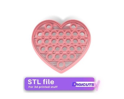 popit heart cookie cutter stl file among us 3d printing bakery 3d print model - Mito3D