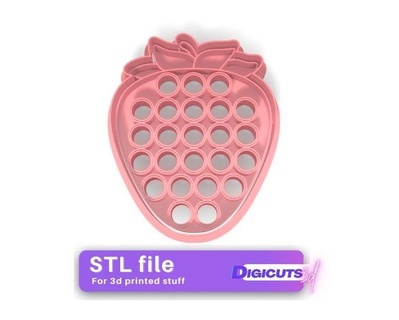 popit strawberry cookie cutter stl file among us 3d printing bakery 3d print model - Mito3D