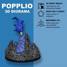 popplio diorama - pokemon game sword shield moon sun brionne primarina 3d print model - Mito3D