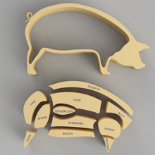 quebra-cabeça de porco jogo a carne partes inglês o coreano nomes aprender cor 3d print model - Mito3D