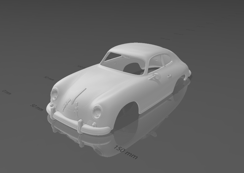 porsche 356a 1600 concha corpo dividido partes fácil impressão 356 clássico vintage 50scars besouro refrigerado ar retaguarda motor corrida tartaruga thingiverse retro rc brinquedo diorama arte matemática miniz 3D print model - Mito3D