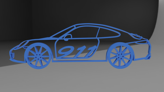 porsche 911 carrera silhouette decorazione macchina sport motoristico Tedesco nurburgring 3d print model - Mito3D
