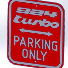 porsche 924 turbo parking sign panel 3d print model - Mito3D