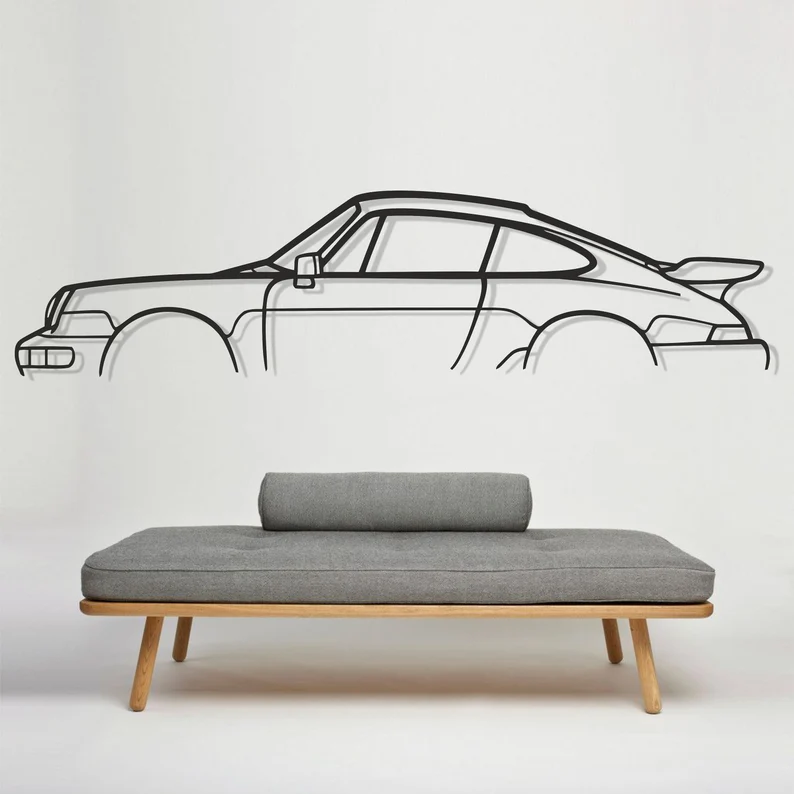 porsche 964 Silhouette Kunst Autos Rennen Sport Wagen Mauer 3D print model - Mito3D