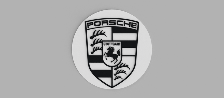 Porsche logotipo auto porta copos casa 3d print model - Mito3D