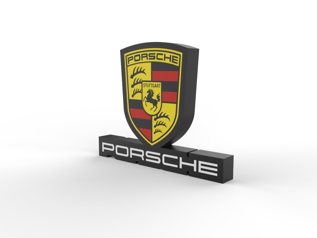 Porsche Luminaria conduziu luminária v2 Porsche Luminaria caixa luz conduziu logotipo motor carro carros Estugarda 3D print model - Mito3D