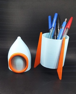 porta l pis foguete - rocket pencil holder space ship fun 3d print model - Mito3D