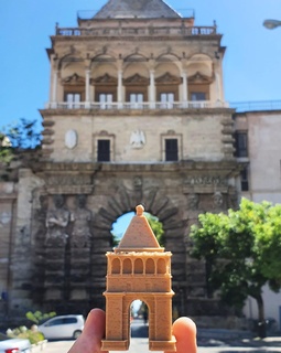 Porta Nuova Palermo Sicilya mimari bina Kent anıt minyatür İtalya Avrupa kapı dönüm noktası mimar mini dünya miniworld3d puorta 3d print model - Mito3D