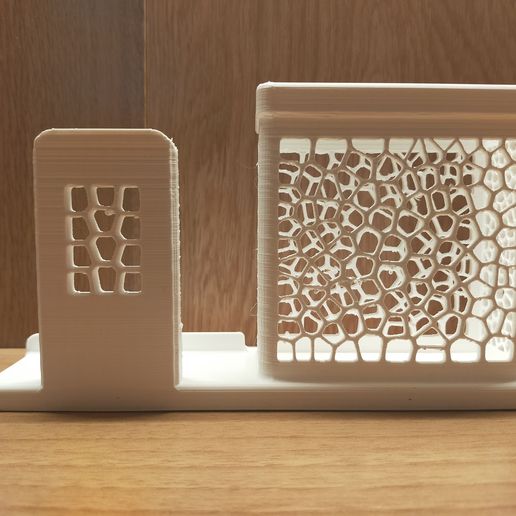 porta penne cellulare voronoi penna titolare supporto cellula Telefono 3D print model - Mito3D