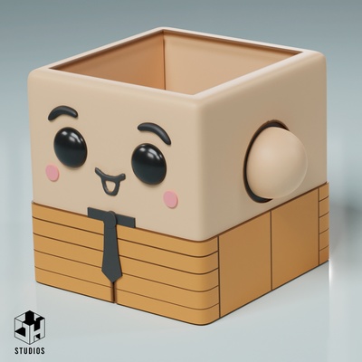 portalapicero portaobjetos caja kawai apoyo soporte celular lapiceros objetos estudiante amor lindo 3d print model - Mito3D