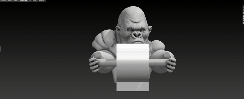 suporte rolo rosto rei kong casa papel higiênico banheiro gorila busto figura escultura 3d print model - Mito3D