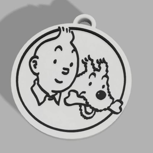 porte-cl s tintin et milou portachiavi gadget keychain fox-terrier bandes dessin e fumetti 3D print model - Mito3D