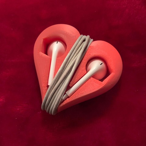 porte-couteurs fone de ouvido titular gadget a música valentine coração fones 3D print model - Mito3D