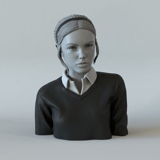 Porträt Mädchen Pferdeschwanz 1 Kunst Frau Büste 3dprint Charakter Skulptur 3D print model - Mito3D