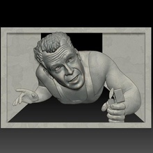 portrait stl bas-relief de die hard art un soulagement la cnc 3d print model - Mito3D