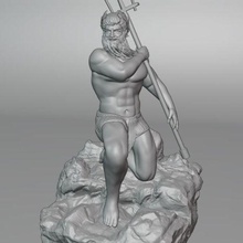 Poseidón estatuas Dios Oceano griego religión 3d impresiones Arte océanos impresión arte artistico estatua mar trishul miniaturas memorables escultura 3d print model - Mito3D