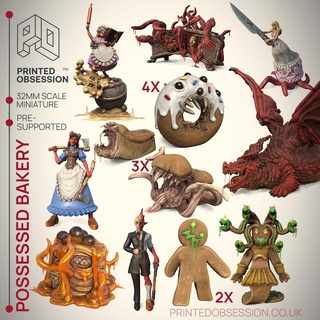 possessed bakery - 17 model pack presupported illustrated stats 32mm scale dnd d&d dungeons dragons miniature tabletop game pathfinder rpg creature monster 5e edition fantasy fat dragon 3d print model - Mito3D