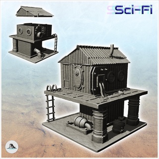 post-apocalyptic building levels supply pipes armored door 4 - future sci-fi sf infinity terrain tabletop scifi futuristic science fiction postapo miniatures wargame game accessories apocalypse wars battletech dnd imperial guard space marines warforged 28mm 3d print model - Mito3D