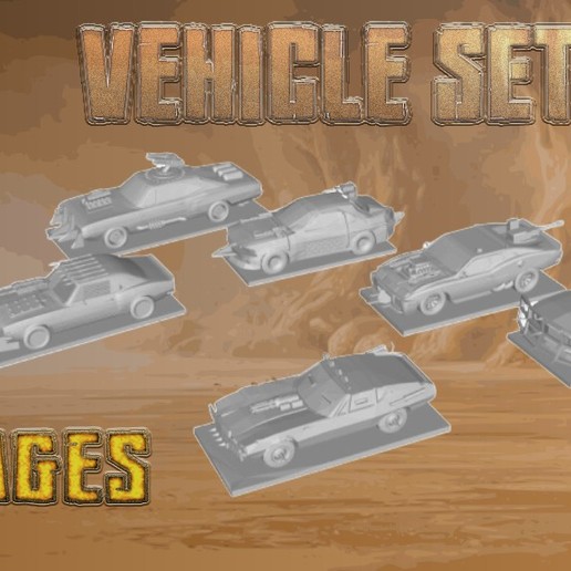 post apocalyptic - savages team set game vehicle combat 3D print model - Mito3D