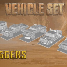 post apocalyptic - trucking team set game vehicle combat 3d print model - Mito3D