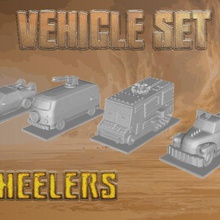 post apocalyptic - wheeler team set game vehicle combat 3d print model - Mito3D