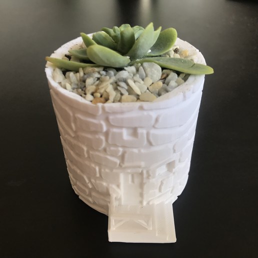 pot - casa de fachada piedra y plantas la arquitectura naturaleza olla maceta planta detalles minimalista nuevo 3D print model - Mito3D