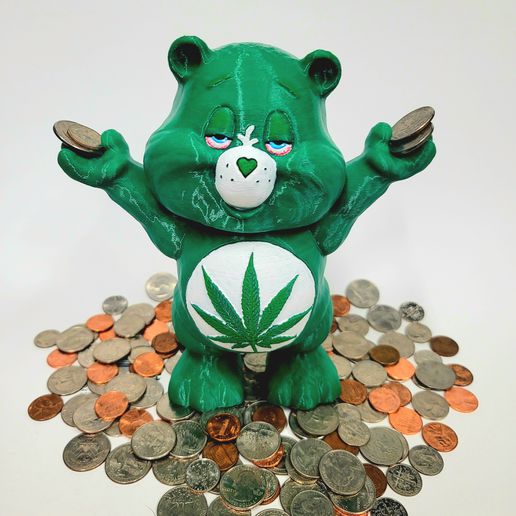 pot bear coin bank gadget piggy care marijuana 3D print model - Mito3D