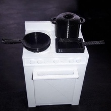 pot frying pan griddle bifera game kitchenette stove saucepan fork toy cooking 3d print model - Mito3D