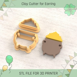 pot gold saint patrick's day polymer clay cutters cutter tools earring st patrick 3d print model - Mito3D