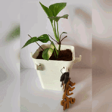 pot key holder art planter cute desk keychain 3d print model - Mito3D